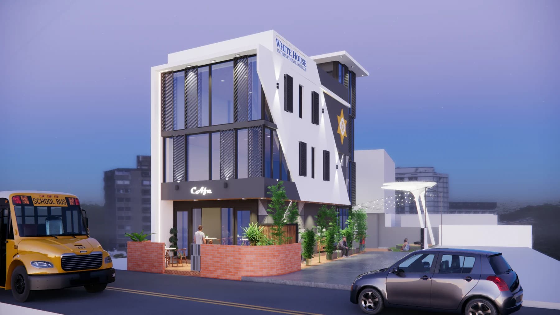 Himalayan Whitehouse College facilities, design render, view 1